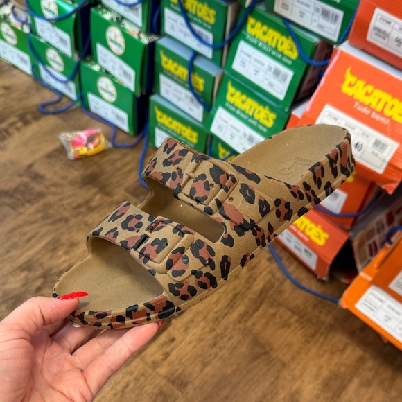 Leopard Print Slide Sandals - Picture 3 of 3